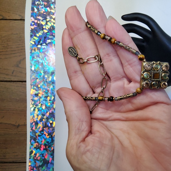 Michal Golan Tiger's Eye Square Necklace - Picture 2 of 5